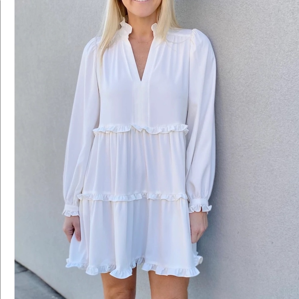 NWOT Amanda uprichard white ruffle dress S